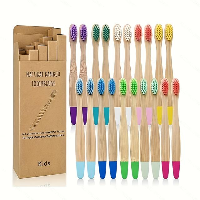 TEMU 20 Packs Of Toothbrushes, Featuring Colorful Soft Bristles And Wooden Handles, In Mixed Colors