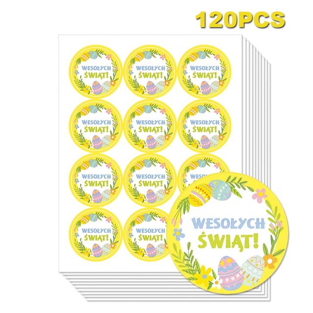 TEMU 120 sztuk świątecznych naklejek, polskie naklejki z jajkiem wielkanocnym, odpowiednie do torebek prezentowych, kartek, pudełek prezentowych, artykułów imprezowych, 1,5 cala