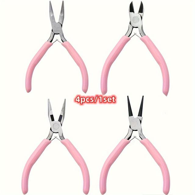 TEMU 4pcs/1pcs Jewelry Pliers Tool Kit Includes Needle Round Wire Cutter And Curved Nose Pliers For Jewelry Beading Repair Supplies Wire Wrapping Multifunctional Tools