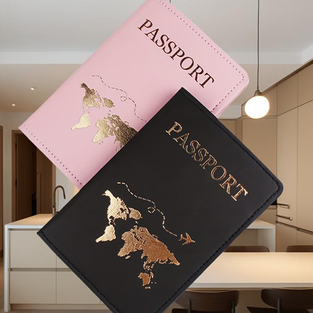 TEMU 2pcs Couple Gold Plated Passport Holder, Passport Holder Ticket Holder Passport
