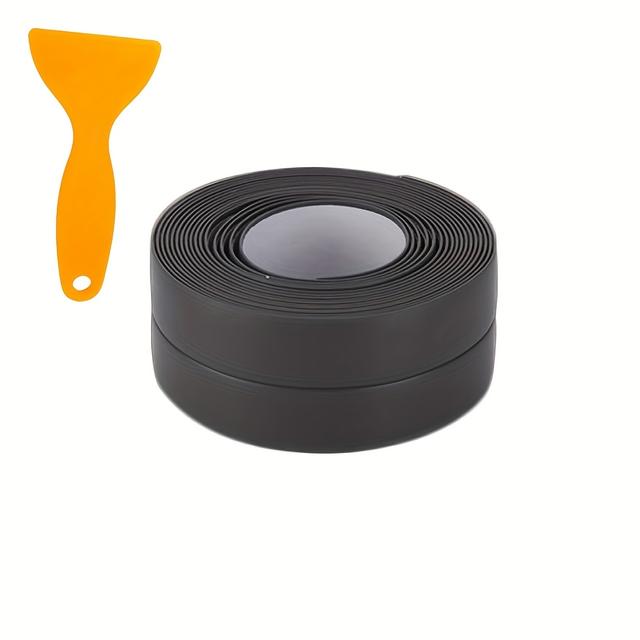 TEMU Self-adhesive Waterproof Seal Tape - Leak & For Kitchen Sink, Toilet Edges, Countertops - Includes Scraping Tool, White/black, Bathroom Sealant, , Easy Application