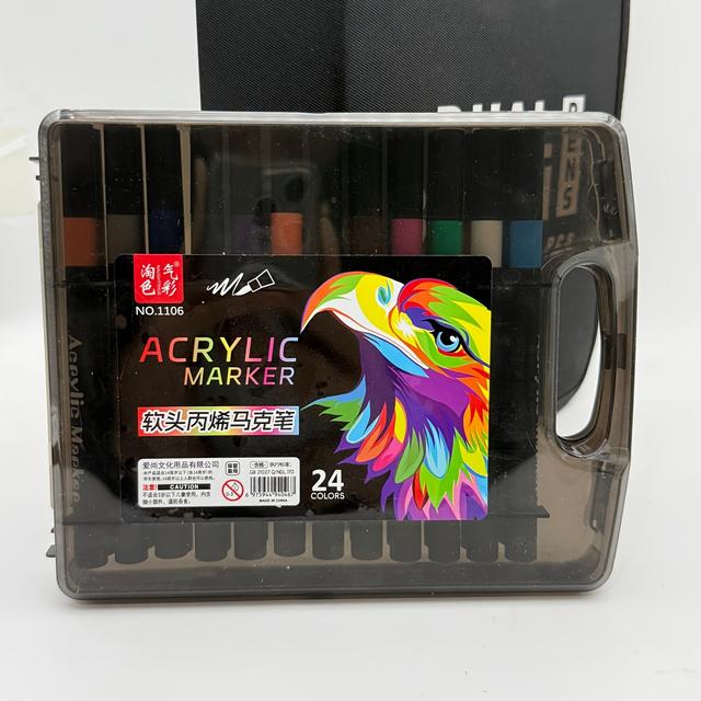 TEMU Sada 24 akrylových fixů s živými barvami, vynikající krytí, rychleschnoucí a odolné fixy