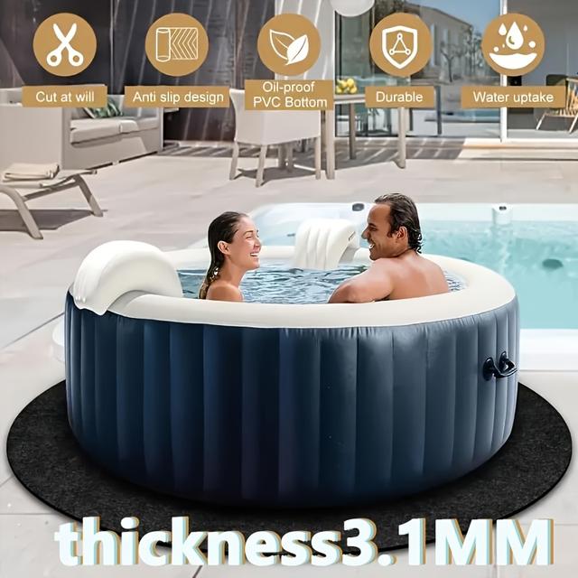 TEMU เสื่อกันลื่นสำหรับอ่างน้ำร้อนรูปกลม - กันน้ำ, ใช้ซ้ำได้ & ล้างทำความสะอาดได้, ป้องกันสระว่ายน้ำกลางแจ้งสำหรับสระว่ายน้ำและสปาบนพื้นดิน