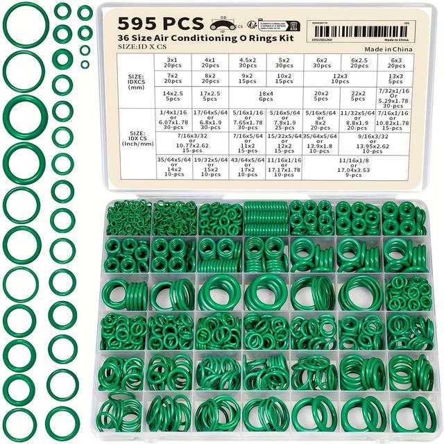 TEMU 595pcs Metric And Sae Air Conditioning O-ring Kit For Car Air Conditioning, Compressor And Professional Faucet Pipe Seal Repair