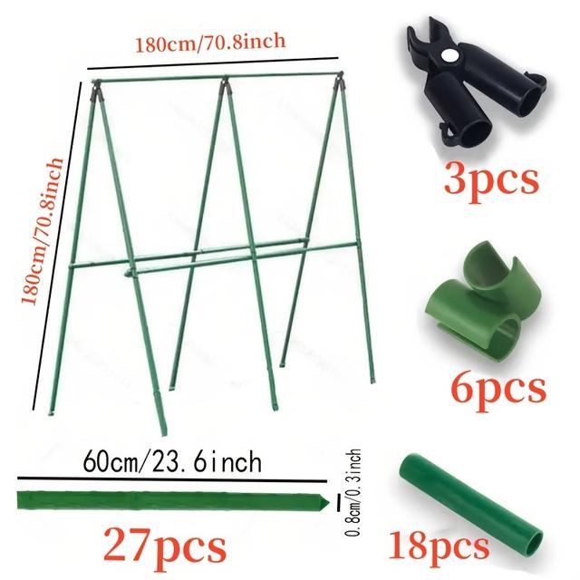 TEMU 27 Wytrzymałych Metalowych Palików Ogrodowych (Z Dodatkami) do Roślin Pnących - Drążki Podporowe Idealne do Pomidorów, Winogron, Ogórków i Maracuj - Niezbędne w Szklarni i Ogrodzie