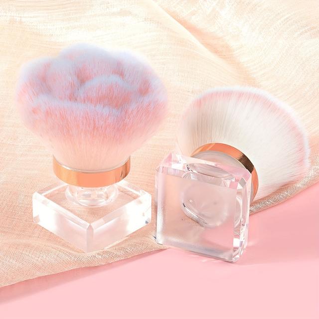 TEMU Cepillo de polvo para arte de uñas hipoalergénico - 1 pieza, limpiador de polvo de uñas en forma de rosa con base de acrílico de cristal y estuche protector.