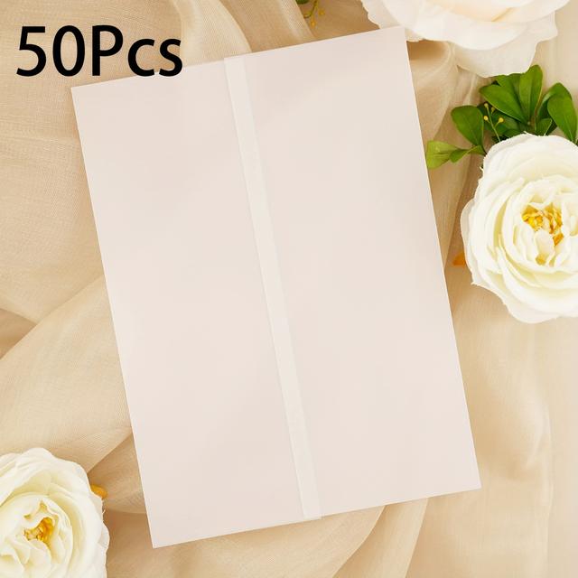 TEMU 50/30 Pack Luxury Pre-folded Paper Envelopes For 5x7 Invitations - 5x7 Inch (12.7x17.6cm) - 115gsm Wedding Invitation Packaging Paper - Transparent