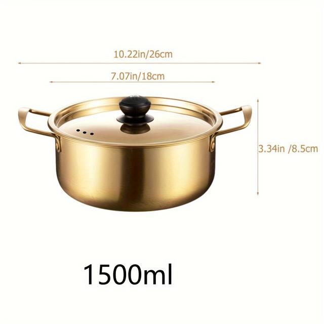 TEMU 1pc Korean Ramen Pot Induction Cooker Double Ear Stainless Steel Korean Small Cooking Pot Luosifen Ramen Pot Gas