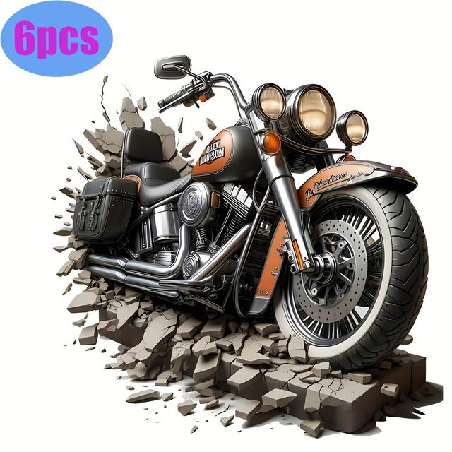 TEMU 3 Große und 3 Kleine Bohemian-Stil 2D-Motorrad-Transferaufkleber, Geeignet für Kleidung und T-Shirts