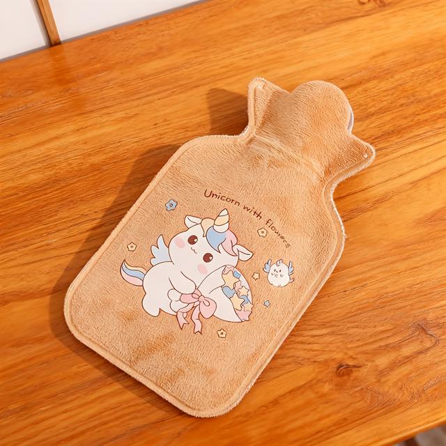 TEMU 1pc Cute Animal Print Hand Warmer, Palm-sized 300ml Portable Water-fillable Hot Water Bottle, Safe And -proof