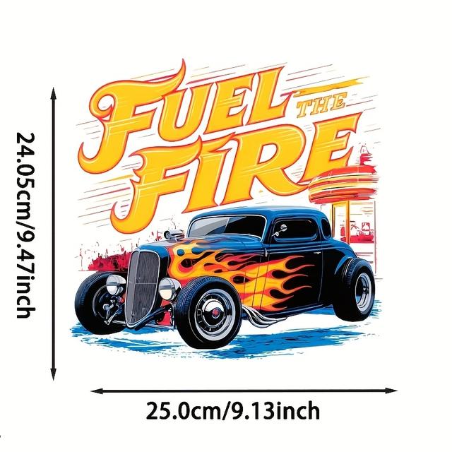 TEMU 4pcs Retro Car Iron-on Decal - Diy Heat Transfer Patch For T-shirts, Jackets, Jeans | Colors, Durable Polyester Material
