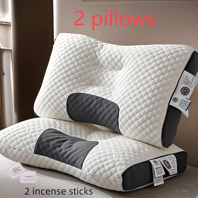 TEMU 2 Adjustable Massage Pillows With Removable Covers - Soft, Supportive, , Suitable For All Sleeping Positions, With 2 Scented Tablets, Used As A Holiday Gift.