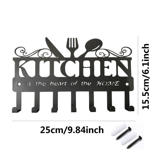 TEMU 1pc, Black Metal Kitchen Storage Rack Hooks, Kitchen Sign Hooks, Decorative Hooks For Towels Used In Kitchens, Restaurants, Cafes, Hotels, And Versatile Wall-mounted Hooks For Various Settings