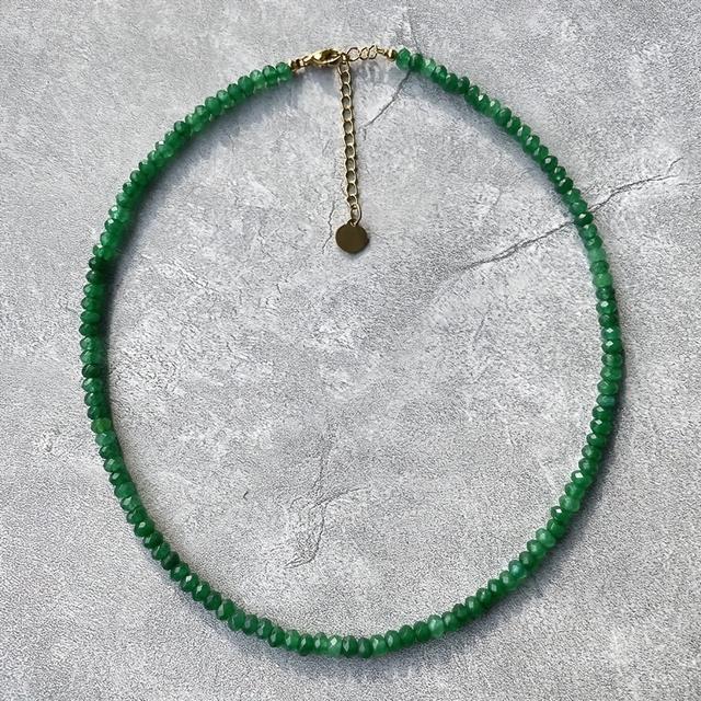 TEMU AAA+ 등급 잠비아 녹색 천연석 비즈 목걸이, 녹색 천연석으로 제작된 파체드 론델 비즈 목걸이, 생일 선물로 완벽