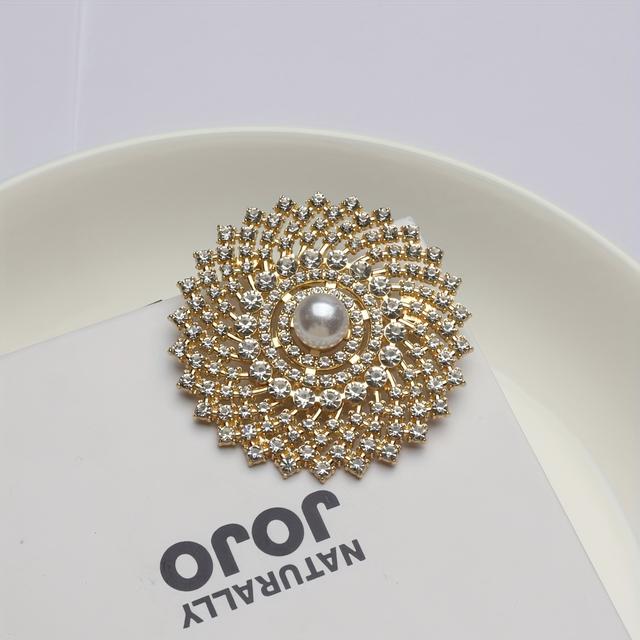 TEMU Hollow-out Alloy Rhinestone-encrusted Floral Brooch For Women, Featuring A Fashionable And With A High-end, Exquisite Pin-style Corsage Suitable For All Types Of Jackets