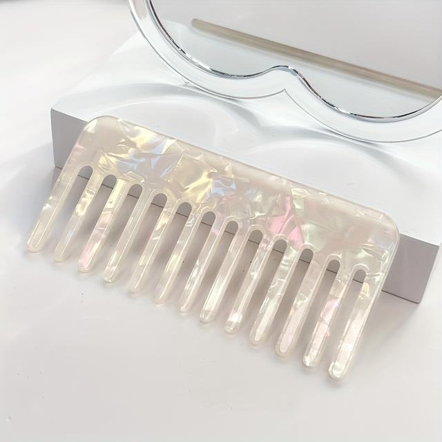 TEMU 1pc Wide-tooth Detangling Hair Comb, Portable, Travel-friendly, Assorted Colors, With Plastic Bristles And Abs Plastic Handle, For Normal Hair