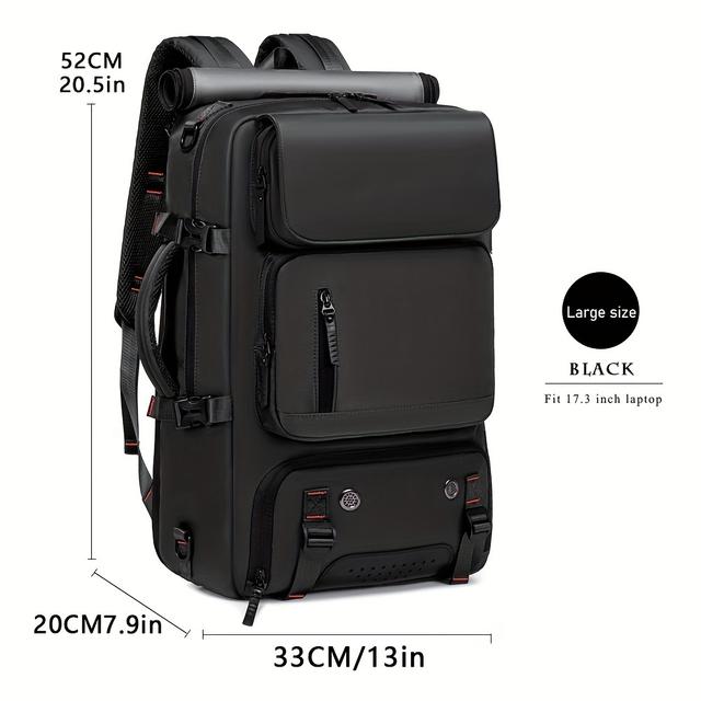 TEMU Men's Backpack Men's Large Capacity Backpack With Usb Charging Port And Trolley Sleeve, Multi-functional Travel Knapsack With Independent Shoe Grid For Outdoor Hiking & Short Trips