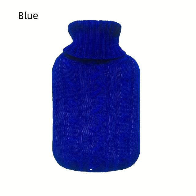 TEMU 1 X 2000ml Hot Water Bottle Knitted Cover - Large Water-filled Hot Water Bottle Flannel Bag - Cable Knit Pattern Outer Cover