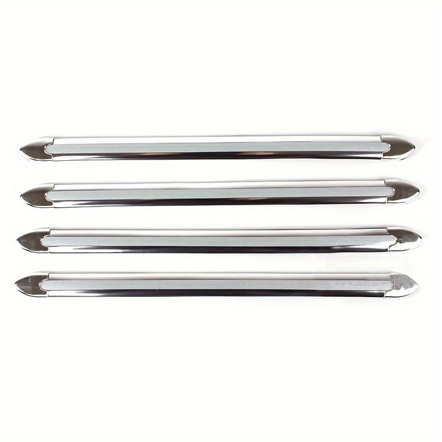 TEMU 4pcs Car Bumper Edge Guards - Durable Abs Scratch Protection Strips, Anti-collision & Anti-rub, Sleek Metallic Finish, With Double-sided Tape, Fits Front & Rear Bumpers