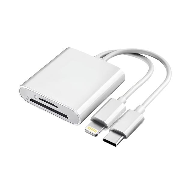 TEMU SD-картридор, Двослотний адаптер для Micro SD/Micro TF карток, Сумісний з iPhone, iPad, MacBook, Mac, Type-C кардрідер