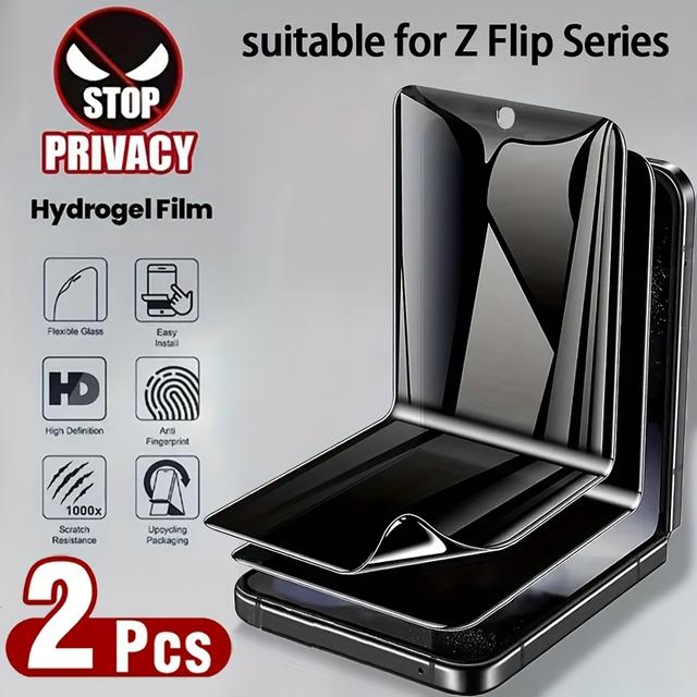 TEMU 2pcs - Folding Screen Water Gel Film Is Suitable For Galaxy Z Flip 6/galaxy Z Flip 5/galaxy Z Flip 4/galaxy Z Flip 3it Folded 180°. Smooth And , Preventing From , Mobile Phone Screen Protector