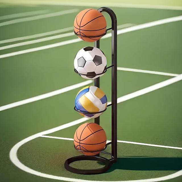 TEMU Estante de almacenamiento de baloncesto de / niveles para uso doméstico, cesta organizadora simple para fútbol/voleibol, estante expositor de pelotas para niños
