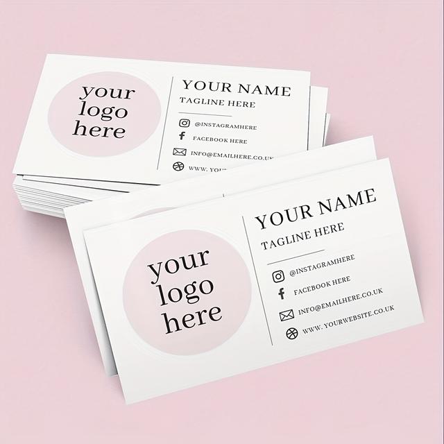 TEMU بطاقات عمل مخصصة مع شعار - بطاقات شخصية قابلة للتخصيص 1000/500/200 للشركات الصغيرة - طباعة ثنائية الجانب مقاومة للماء - بطاقة شكر