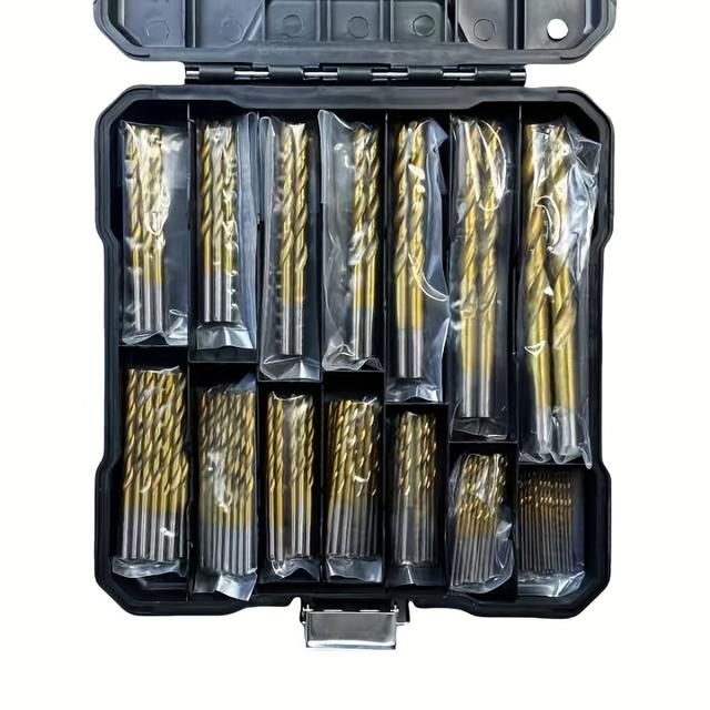 TEMU 99pcs Of Steel Drill Suit, Hss Round Shank Twist Drill With Storage Box, Suitable For Metal, Wood, Plastic, -mixed Project Suit