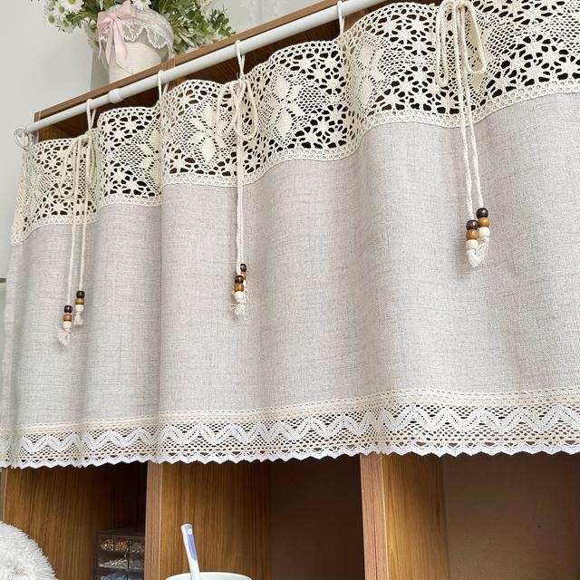 TEMU A Single Piece, Bohemian Style Lace Crochet Short Curtain, With Hanging Straps, Suitable For Living Rooms, Kitchens, Cabinets, Cottages, And Home Decor For Guesthouses