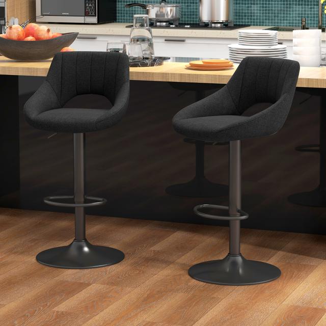 TEMU Homcom Bar Stools Set Of 2 Swivel Adjustable Counter Height Barstools