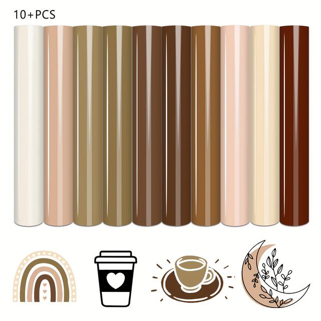 TEMU 10pcs Skin Tone Heat Transfer Vinyl Sheets, 12"x9.8" - Brown, Cream, Beige Shades For T-shirts, Tote Bags, Hats, Pants & Crafts, Diy Projects And Small Businesses