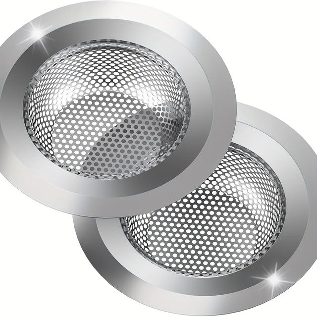 TEMU 2 Pack Kitchen Sink Strainer, Stainless Steel, Large Wide Rim 4.5" Diameter, Food For Most Sink Drains Basket Strainer
