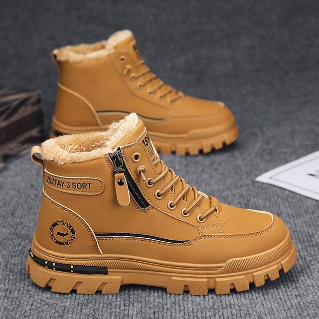 TEMU Herrenmode Fleecegefütterte Schneestiefel