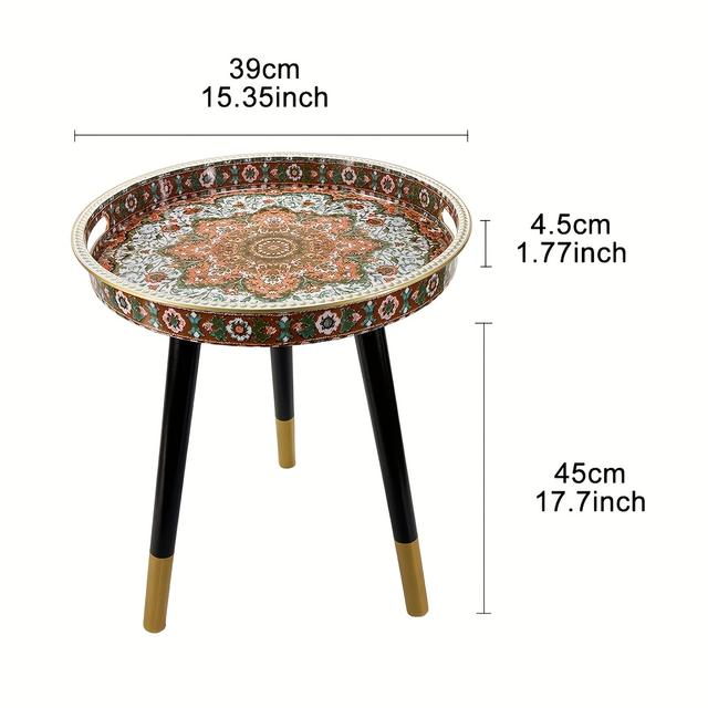 TEMU Round Side Table With Detachable Legs, Plastic Serving Tray With 3 Legs Suitable For Small Spaces, Coffee Table For Living Room Decorations