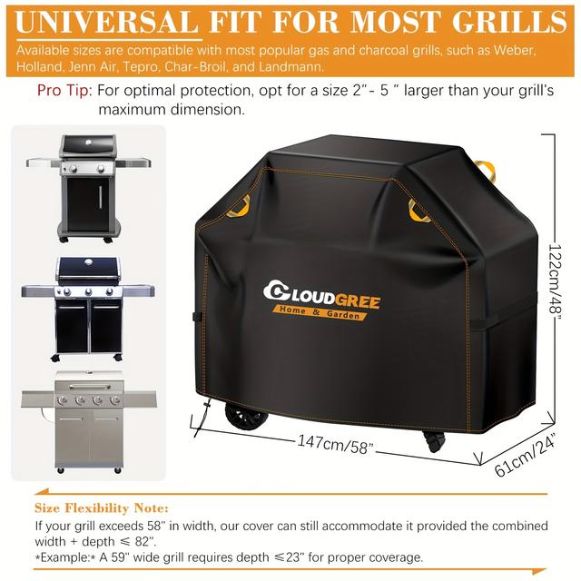 TEMU Pokrowiec na grill CL-210D , Pokrowiec na grill gazowy , z regulowanym ściągaczem dla , -, i innych grillów