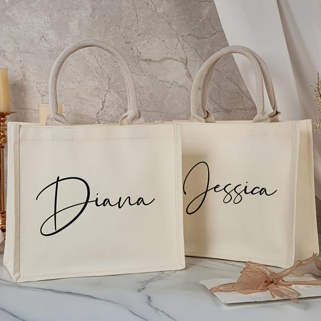 TEMU Personalized Bridesmaid Tote Bag, Custom Name Bridesmaid Bag, Custom Bride Tote Bag, Personalized Gift For Halloween/christmas/thanksgiving Day