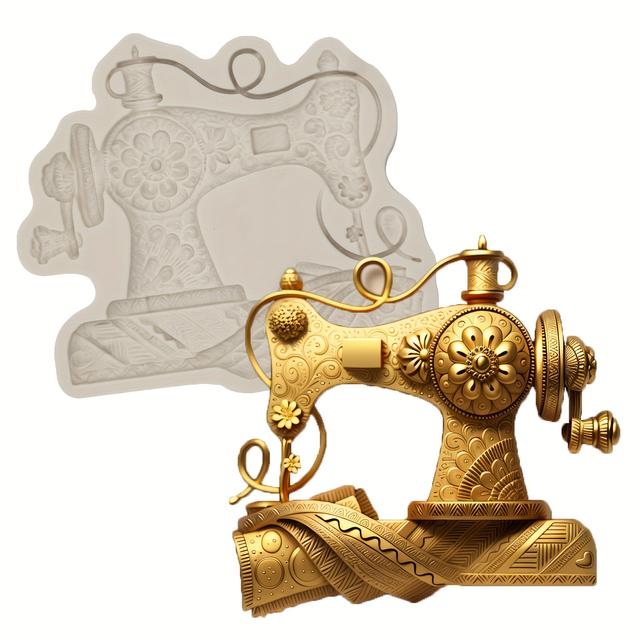 TEMU Diy Sewing Machine Silicone Cake Mold Fondant Cake Decorating Baking Tool Kitchen Chocolate Gum Candy Mold, Resin, Clay Mold