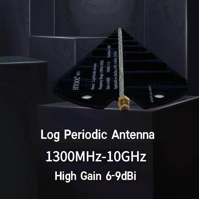 TEMU 1300mhz-10ghz Mini Log Periodic Antenna Ht5, 6-9db , Horizontal/vertical Polarization, Vswr＜1.5, Sma-female, For