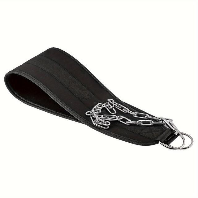 TEMU Cinturón de levantamiento de pesas con cadena de anilla D, resistente y duradero, ideal para entrenamiento en casa.