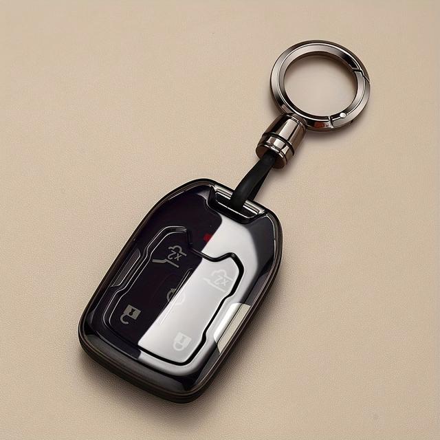 TEMU حافظة مفاتيح سيارة عصرية وبسيطة بتغطية كاملة مصممة لسيارات شيفولد سبوربان، تاهو، يوكون XL، سيلفرادو، و GMC ترينين، حماية ذكية لمفتاح التحكم عن بعد، سلسلة مفاتيح فاخرة