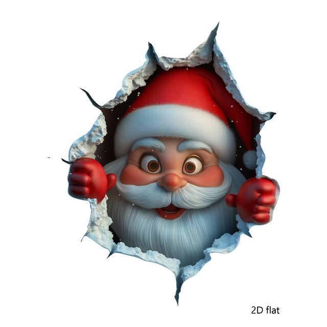 TEMU 2D Plat Kerstmuur Transferpapier Kerstman Muur Transferpapier Kerst Doorbreek De Muur Vinyl Kerst Transferpapier Verwijderbaar Huisdecoratie voor Slaapkamer Woonkamer Decoratie, 2D Plat
