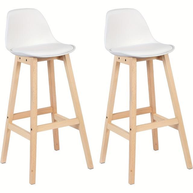 TEMU 2pcs Bar Stool Plastic Faux With Backrest Kitchen Chair