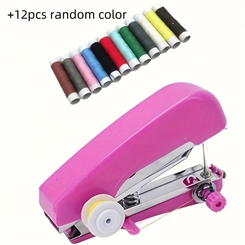 TEMU 1 Set Mini Portable Handheld Sewing Machine, No Power Needed And 12pcs Polyester Thread - Tool For Travel And Home Use, Creative Sewing Additions, Perfect Mother's Day Gift
