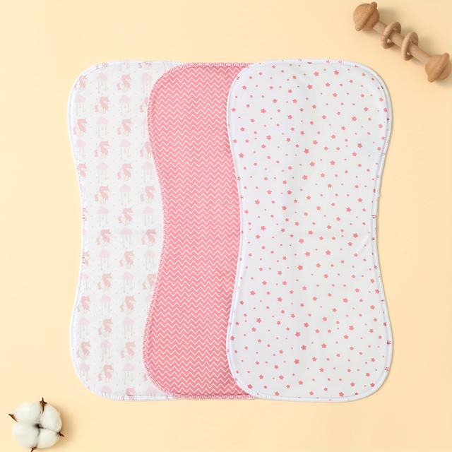 TEMU 3pcs Soft Absorbent Burp Cloths - Gentle, Quick-dry, Breathable Polyester With Lightweight Design For Girls, Ideal Gift For Thanksgiving, Easter Celebrations, 0-3 Years