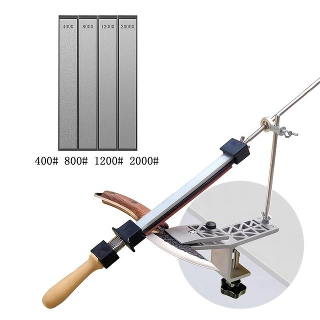 TEMU Durable Angle-adjustable Knife Sharpener System - Easy-to-use, Safe For Kitchen & Woodwork Tools - Water-wettable Diamond Grinding Stones In (120#-3000#) For All Blades