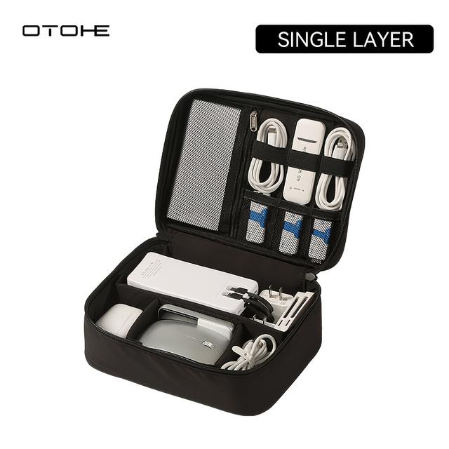 TEMU Digital Storage Bag Travel Organizer Double Layer Large Capacity Electronic Usb Cable Storage Bags Large Cable Organizer Bag Accessories U Disk Hard Drive Accessories Storage Bag