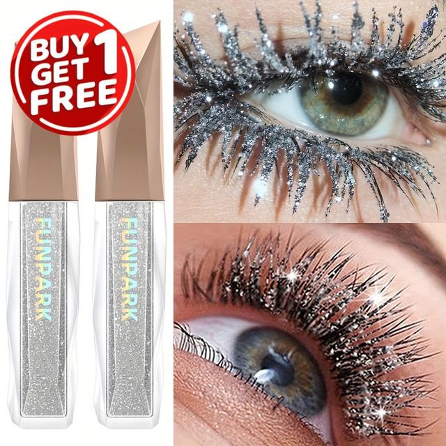 TEMU Sparkling Diamond Glitter Mascara - Waterproof, & Eyelash Lengthening Makeup Tool For Types