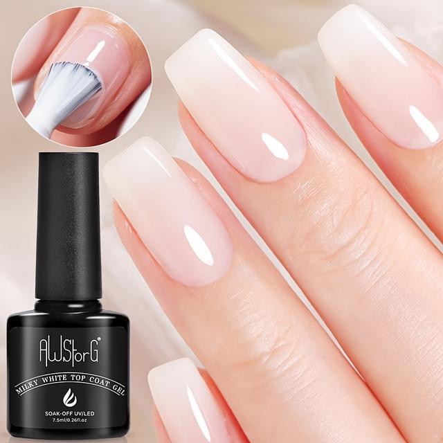 TEMU Awstorg Milky White Gel Nagellack 7,5ml, geeignet für Soak-Off mit LED und Lampen, für Frühlings- und Sommer-Nagelkunst, ideal für Salon oder Heimgebrauch