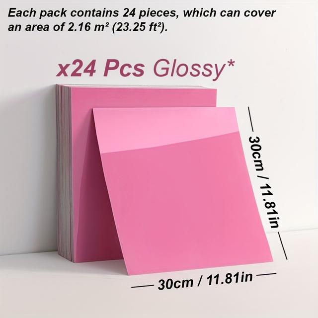 TEMU Lot de 24 Autocollants pour Sol en Vinyle Couleur Unie, Carré de 30cm, Auto-Adhésifs, Étanches, Durables, Faciles à Nettoyer, Motif DIY, Décoration Rapide et Simple