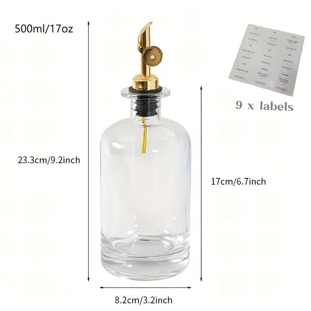 TEMU Golden Glass Oil Dispenser - 11.8oz/17oz, Auto-, Bpa-free Kitchen Olive Oil And Syrup Container